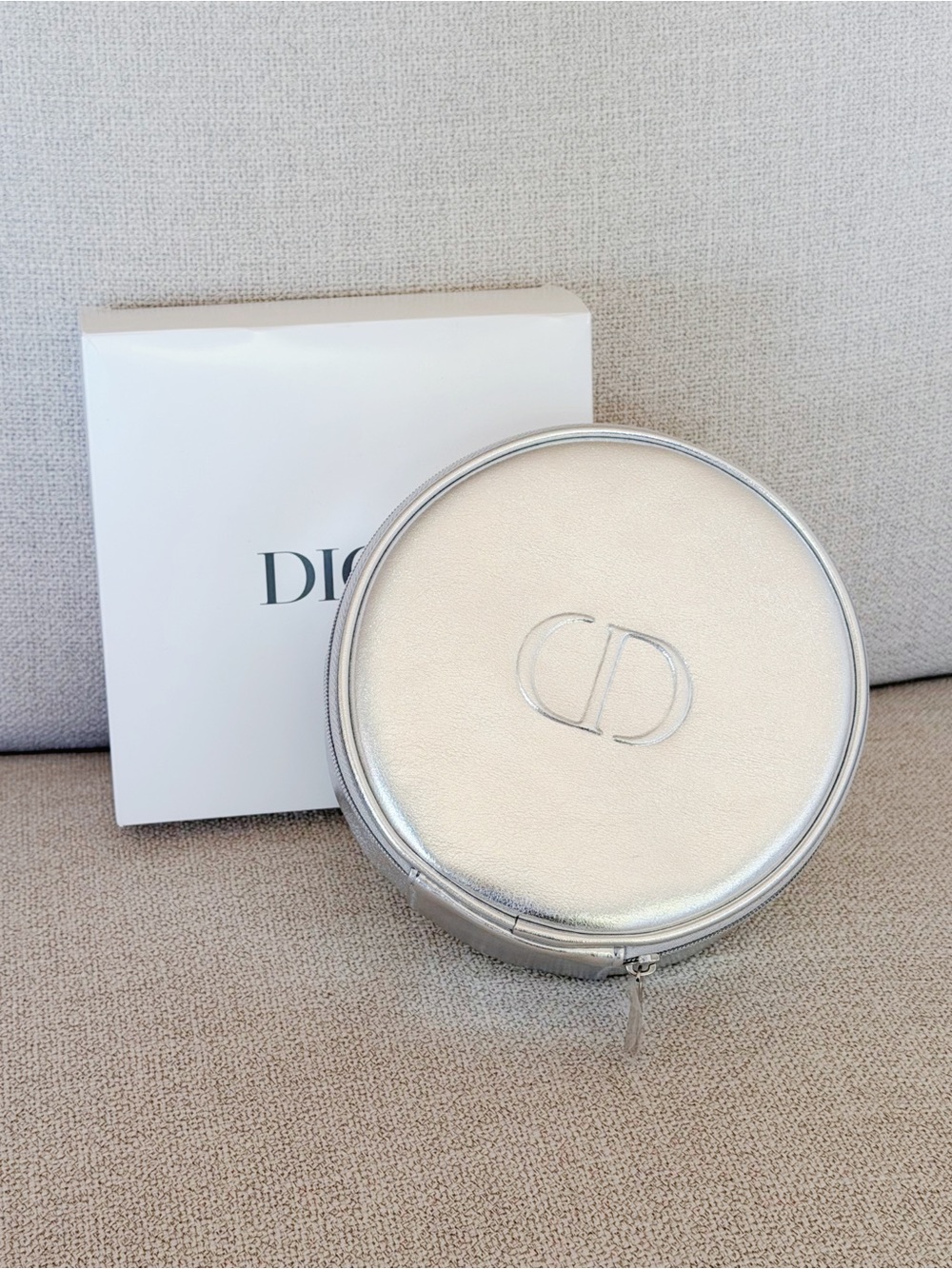 Dior Beauty Silver Round Cosmetic Box